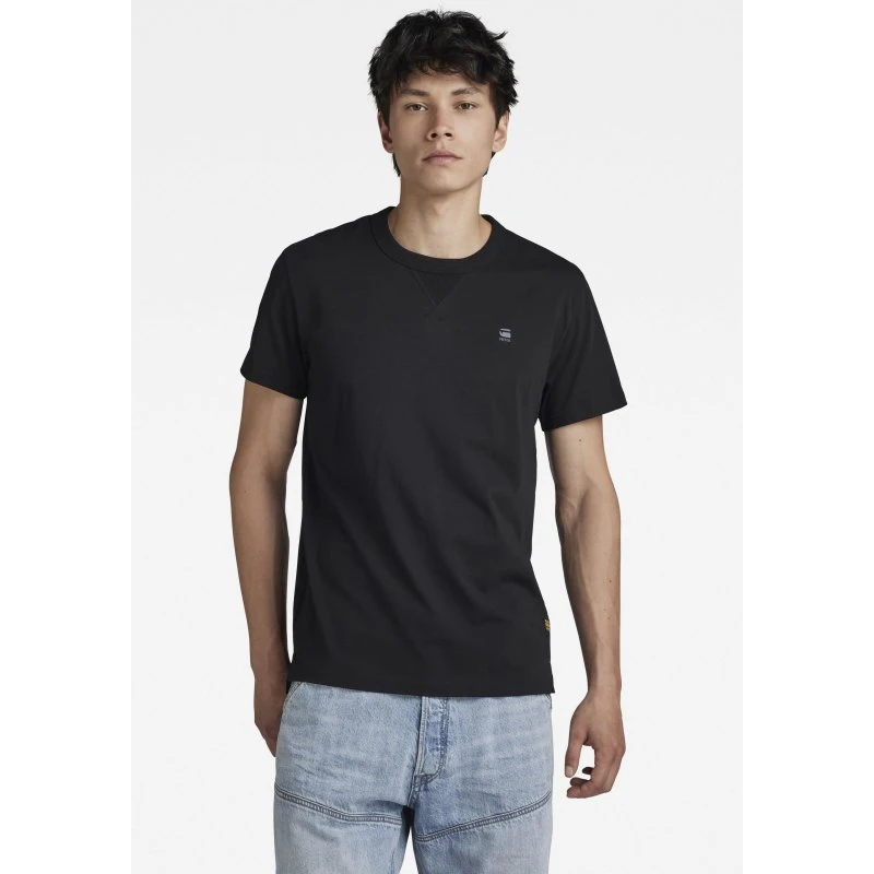 G-STAR T-Shirt Nifous Rundhals mit Rippeinsatz - Dark Black
