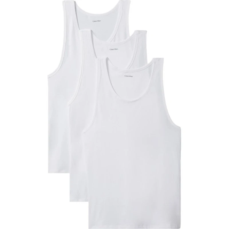 Calvin Klein Tanktop 3er-Pack Stretch Blend Weiß Slim Fit M