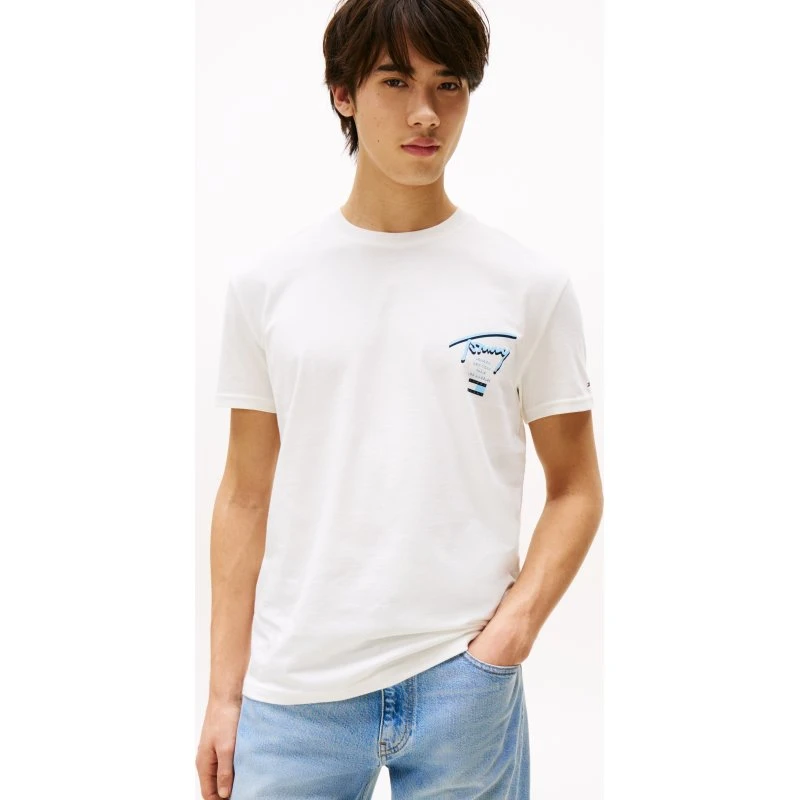 Tommy Jeans T-Shirt TJM REG SIGNATURE CITY TEE Ecru