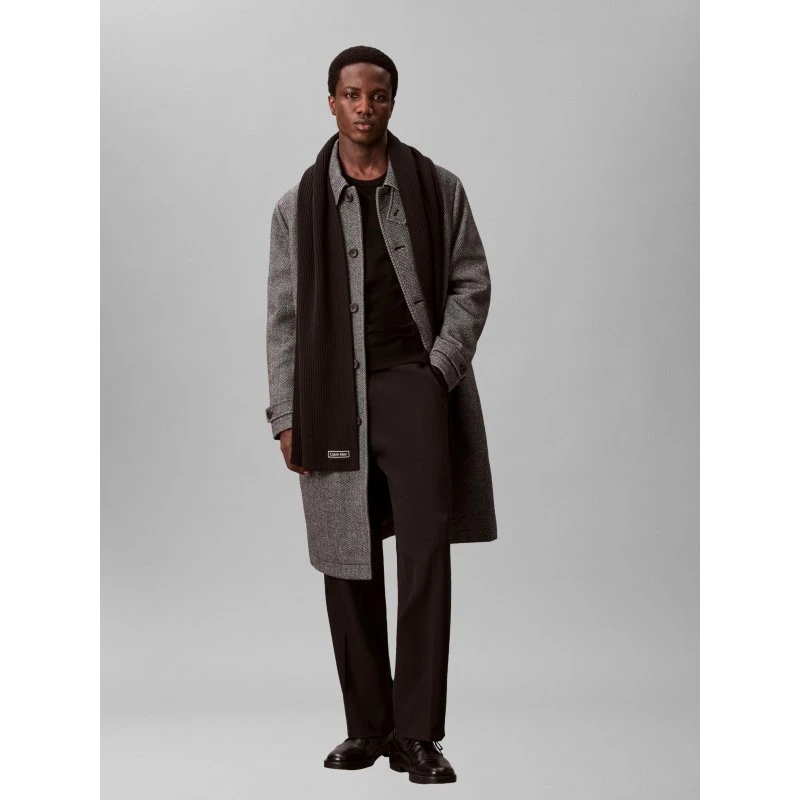 Calvin Klein Patch Chunky Rib Cotton Scarf - Schwarz