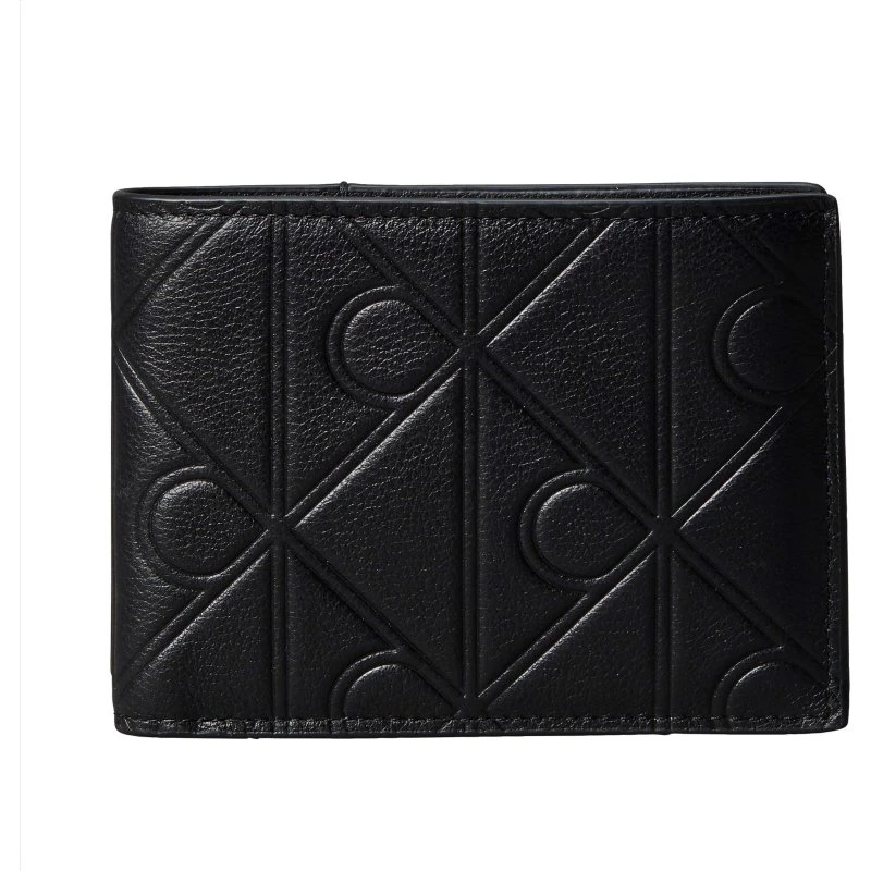 Calvin Klein Geldbörse XL EMBLEM AOP EMBOSS TRIFOLD in Schwarz