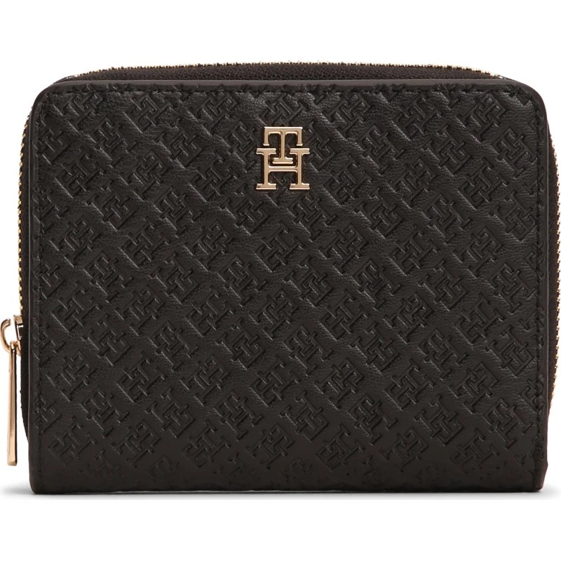 Tommy Hilfiger Geldbörse TH ICON MED ZA W/FLAP MONO Schwarz