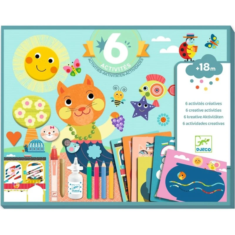 Djeco 6-in-1-Kunstset Kätzchen und Freunde