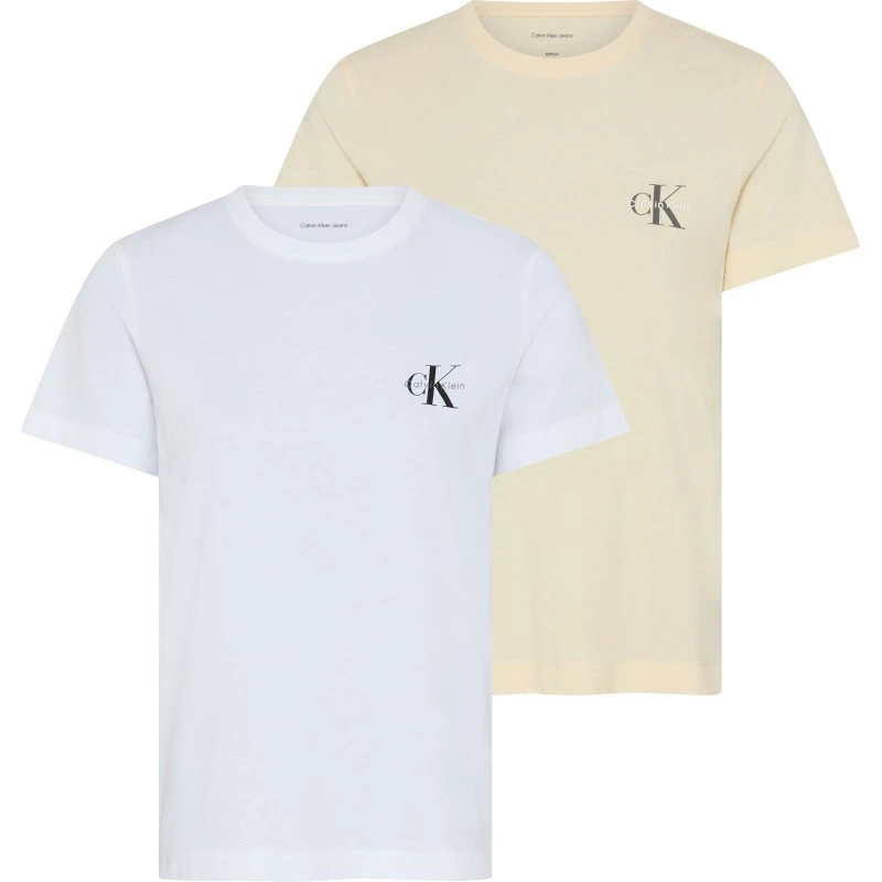 Calvin Klein Jeans T-Shirt 2er-Pack Monologo CN in Vanilla Custard