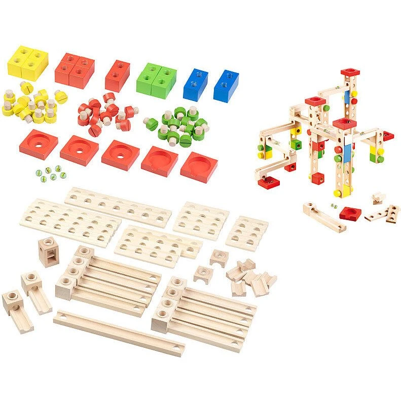 Playtastic Große Holz-Kugelbahn 100-teilig