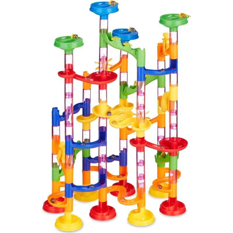 Relaxdays Kugelbahn 120-teilig, bunt, ab 3 Jahren