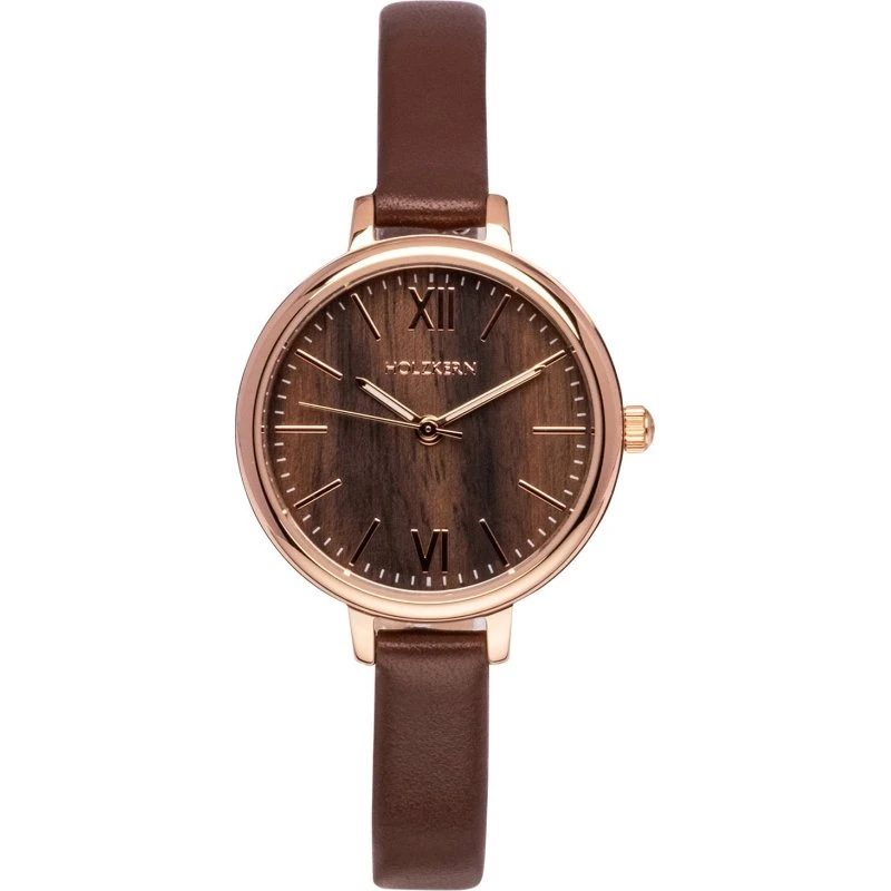 HOLZKERN Shirin Damenuhr 28mm Walnussholz Roségold
