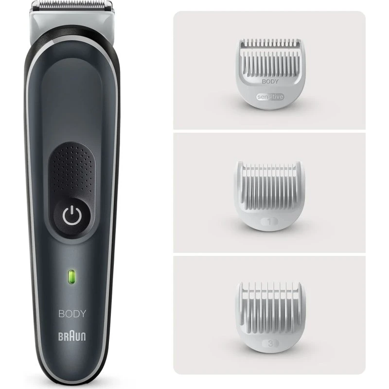 BRAUN BodyGroomer GB5340, Körperhaartrimmer, Schwarz/Silber