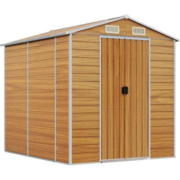 vidaXL Gerätehaus Hellbraun 191x215x198 cm verzinkter Stahl