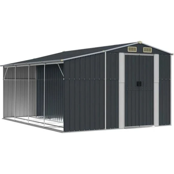 vidaXL Gerätehaus Anthrazit 277x365,5x179 cm verzinkter Stahl