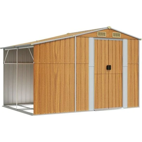 vidaXL Gerätehaus Hellbraun 277x192,5x179 cm verzinkter Stahl