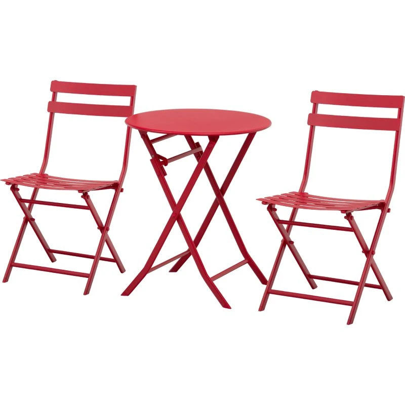 Outsunny Bistro-Set klappbar, runder Tisch Ø60 cm, 2 Stühle, rot