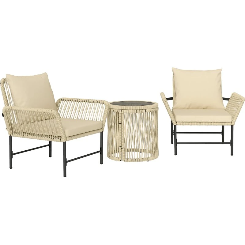 Outsunny Polyrattan-Gartenmöbelset 2-Personen