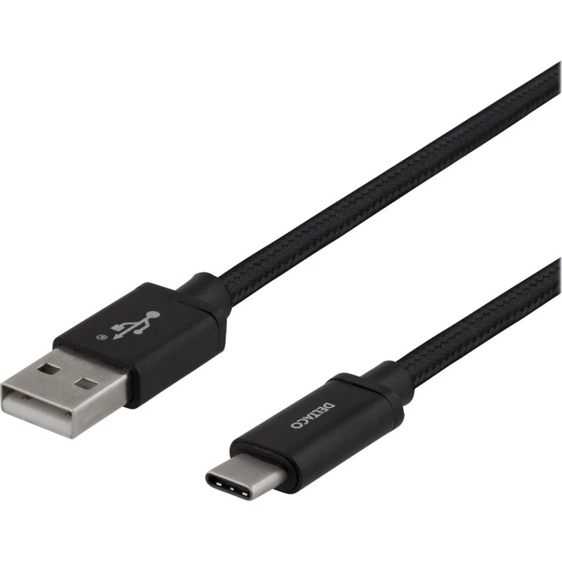 deltaco USB-A auf USB-C Kabel 2 m schwarz