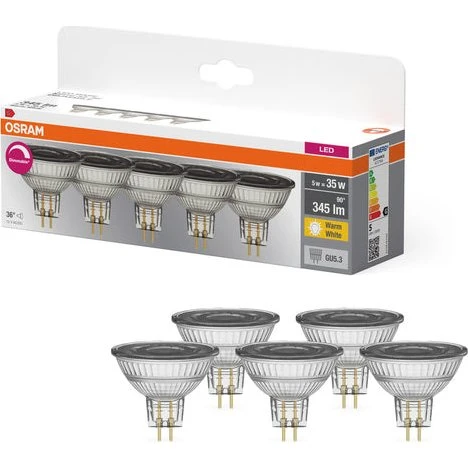 Osram LED Base MR16 5W GU5.3 927 warmweiß 36° 5er Pack