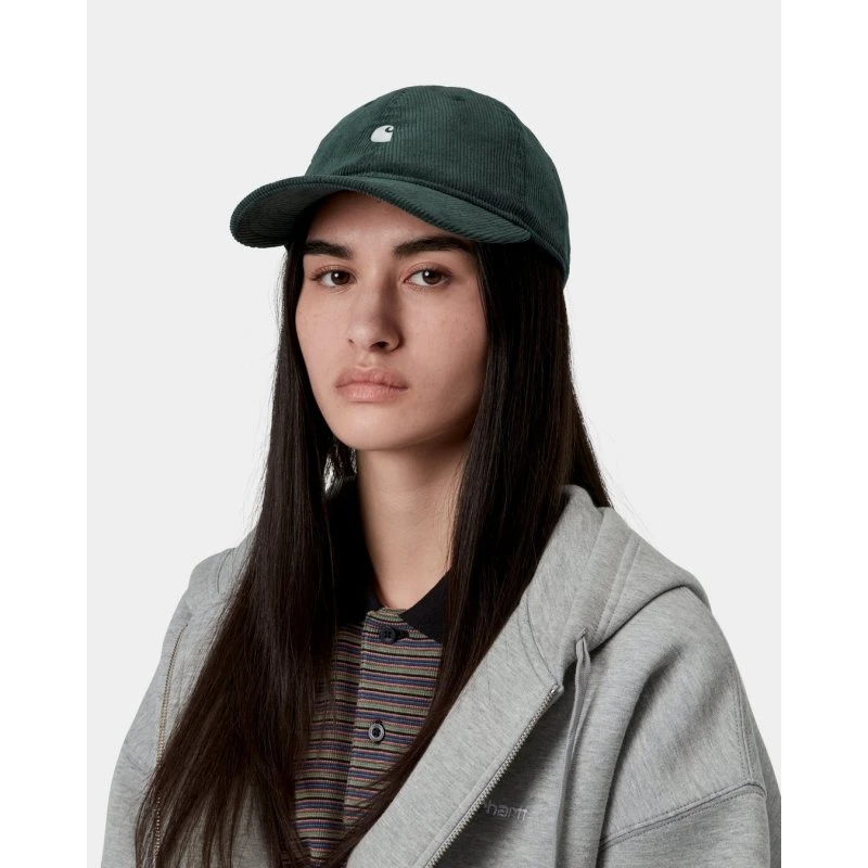 Carhartt WIP Harlem Kord Cap Dunkelolivgrün-Weiß