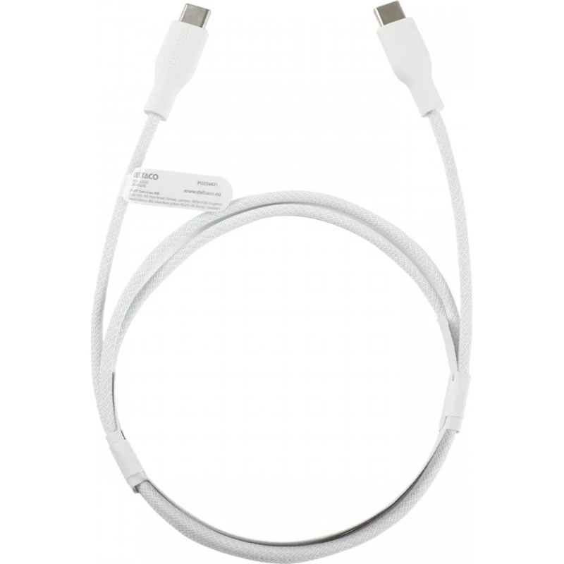 deltaco 60W USB-C zu USB-C Kabel, 1 m, weiß