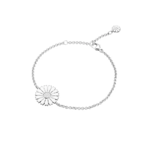 Georg Jensen Daisy Silberarmband mit Weißer Emaille