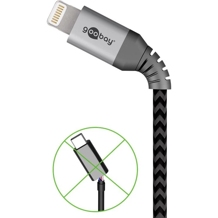 Anker Lightning auf USB-A Textilkabel mit Metallsteckern