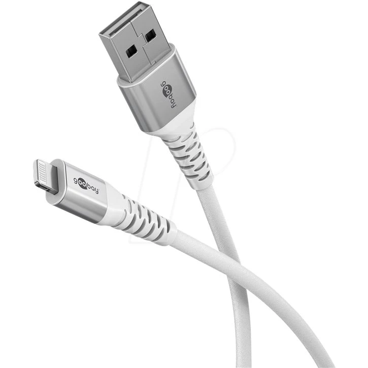 Goobay Lightning auf USB-A 1 m Textilkabel weiß