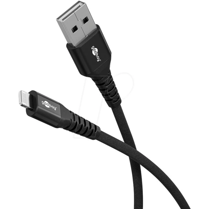 Goobay Lightning auf USB-A 3 m Textilkabel schwarz