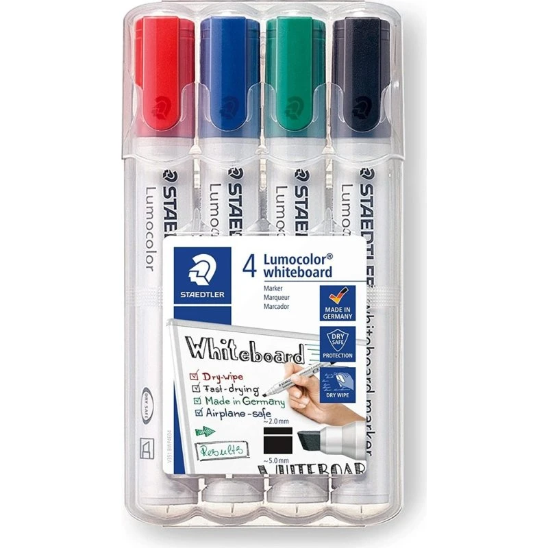 STAEDTLER Lumocolor 351B Whiteboard-Marker, 4er Set, Keilspitze