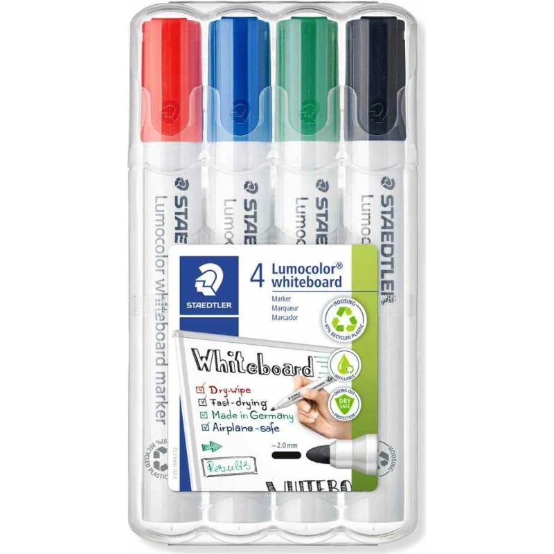 STAEDTLER Lumocolor Whiteboard-Marker 351, 4er Set, 2 mm Rundspitze