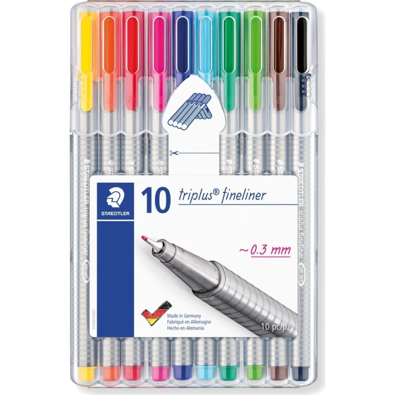 STAEDTLER Fineliner triplus 334, 10er Set, 0,3 mm, sortiert