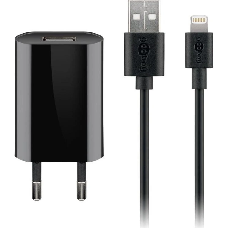 Goobay Apple Lightning Ladeset (5 W), 1 m, schwarz