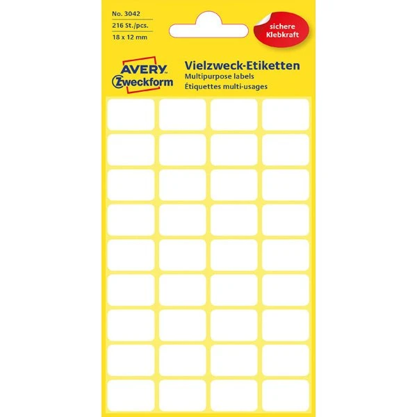 AVERY Zweckform Vielzweck-Etiketten 18 x 12 mm, weiß, 216 Stück