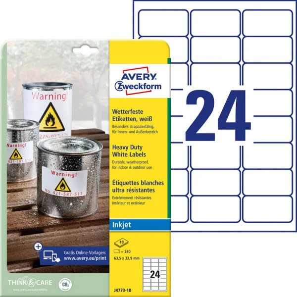 AVERY Zweckform J4773-10 Folien-Etiketten 63,5 x 33,9 mm