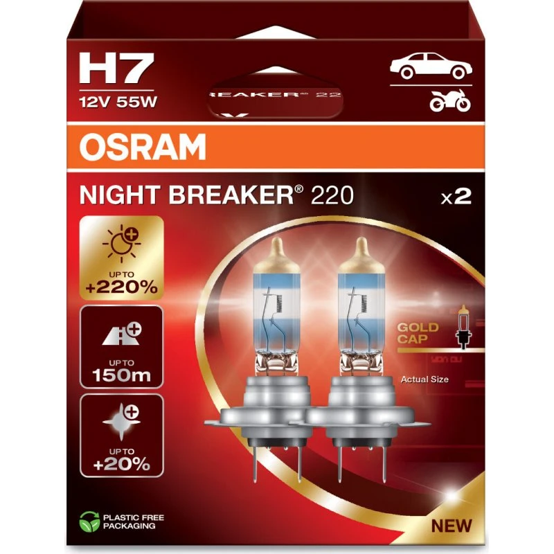 Osram H7 64210NB200 Night Breaker 200 Halogenlampe