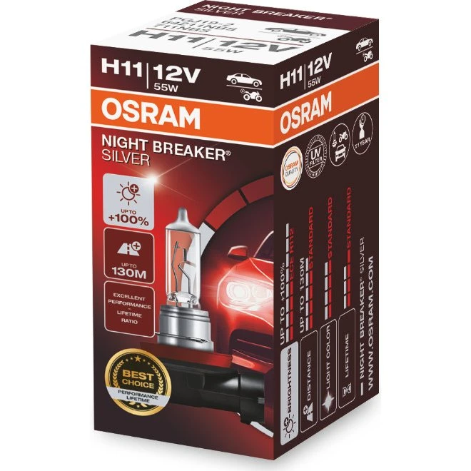 OSRAM Night Breaker Silver H11 12V 55W PGJ19-2 +100%
