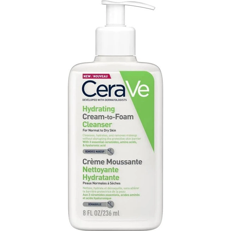 CeraVe Hydrating Cream-to-Foam Cleanser, 236 ml