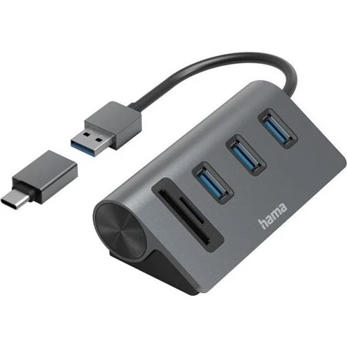 Hama USB-Hub 5 Ports mit SD/microSD-Kartenleser