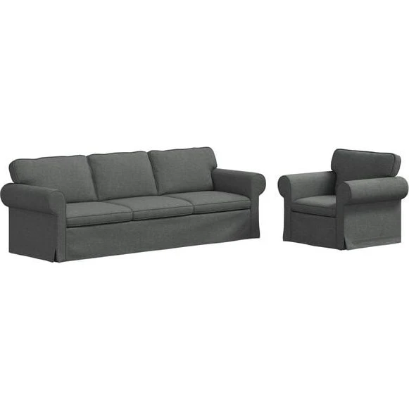 vidaXL Sofa 2-teilig Dunkelgrau 210 cm Metall 3407619