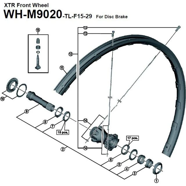 Shimano Ersatz-Speichennippel XTR WH-M9020 298 mm