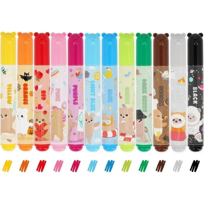 Legami Marker-Set Teddy Friends - 12 farbenfrohe Filzstifte