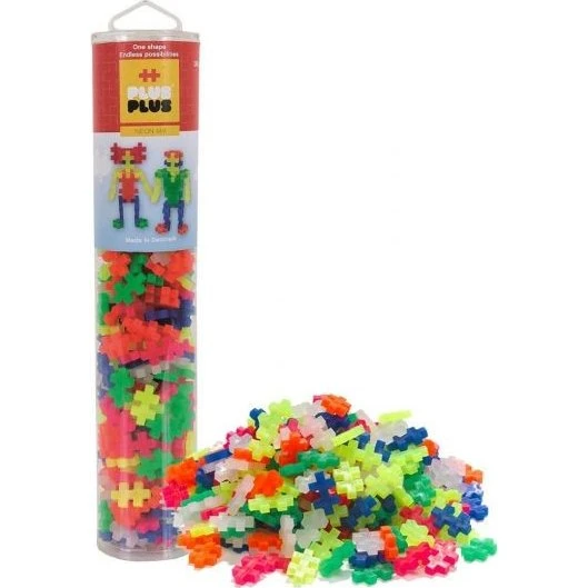 Plus-Plus Bausatz Neon Mix, 240-teilige Tube, fluoreszierend
