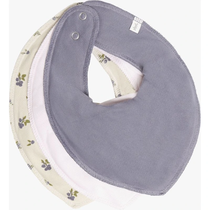 Pippi 3er-Pack Dreieckstücher, Blue Granite & Beeren-Hasen-Design
