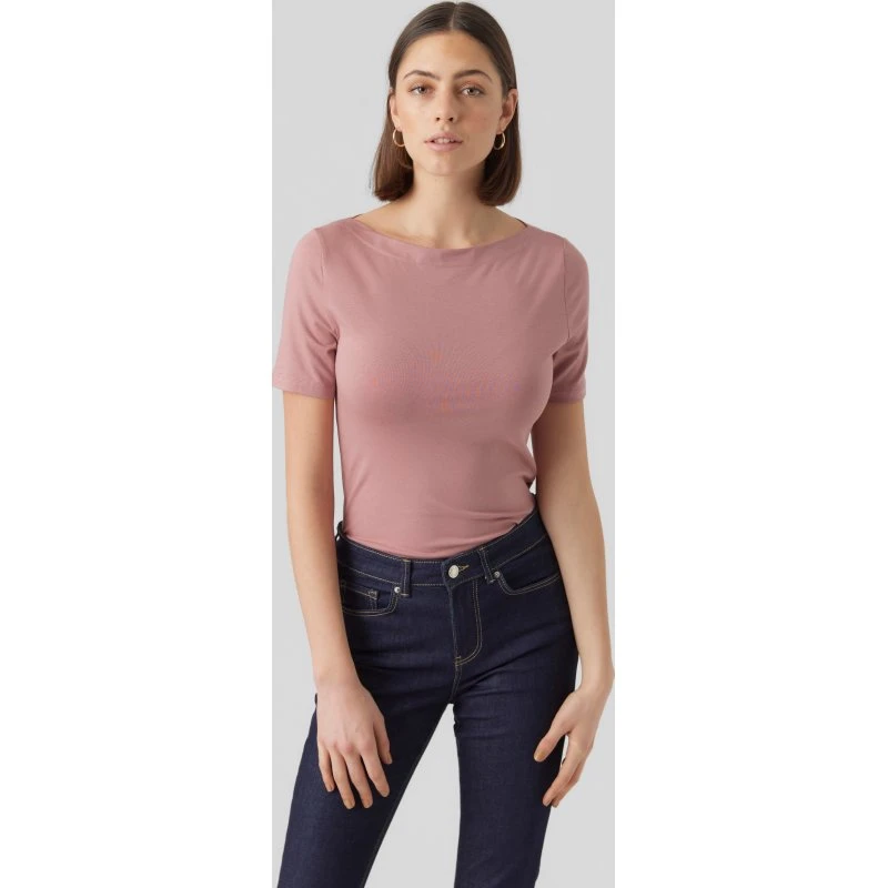 Vero Moda Damen Kurzarmshirt VMPANDA Modal in Nostalgia Rose