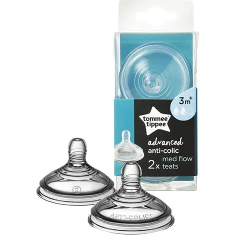 Tommee Tippee Anti-Kolik-Silikonsauger, Mittel, 2er-Pack, ab 3+ Monate