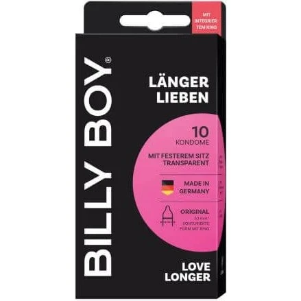 Billy Boy Love Longer Kondome, 10 Stück, mit integriertem Ring