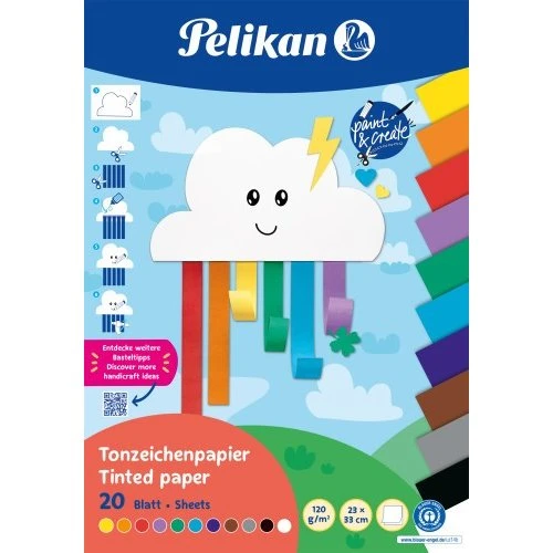 Pelikan Tonpapier Block Rainbow, 20 Blatt, 23x33cm, 120 g/m²