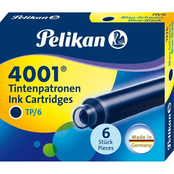 Pelikan Standard-Tintenpatronen 4001 TP/6, Blau-Schwarz, 6er Set