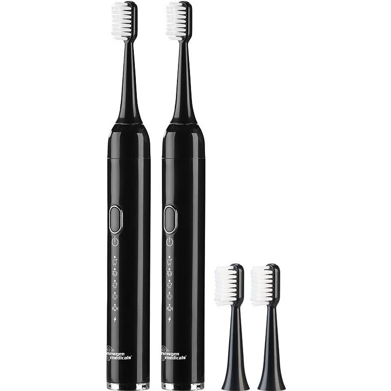 Newgen Medicals 2er-Set USB-Schallzahnbürste, 25.000 Hz, 5 Modi, IPX7
