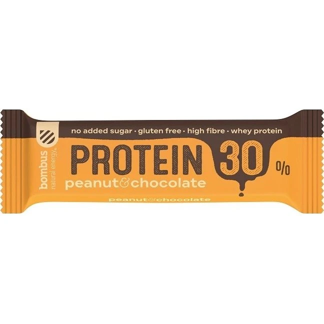 Bombus Proteinriegel 30% Erdnuss-Schokolade glutenfrei 50g