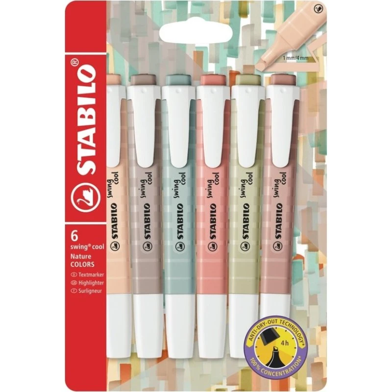 STABILO swing cool Textmarker NatureCOLORS 6er Set