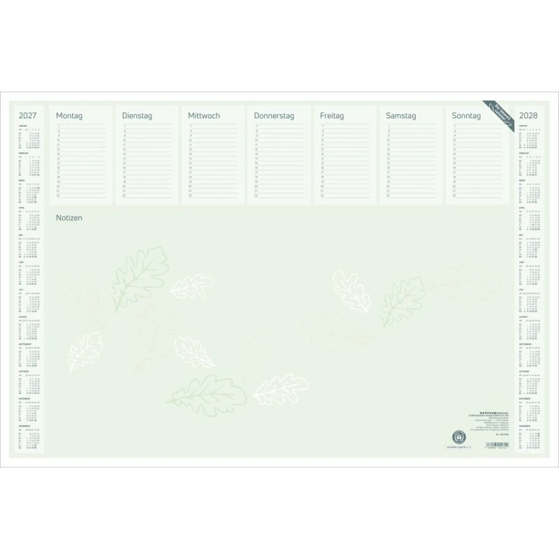 ZETTLER Schreibunterlage 2027 mit Kalender, Recyclingpapier, Grün