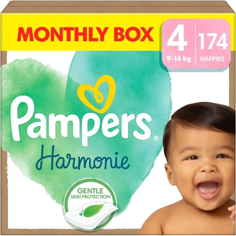Pampers Harmonie Windeln Größe 4 (9-14 kg) - 174 Stück Monatsbox
